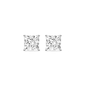Princess Certified Lab Grown Diamond Classic Four Prong Guardian Back Stud Earrings