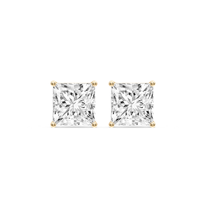 Princess Certified Lab Grown Diamond Classic Four Prong Guardian Back Stud Earrings