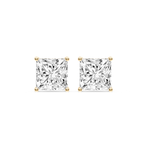 Princess Certified Lab Grown Diamond Classic Four Prong Guardian Back Stud Earrings