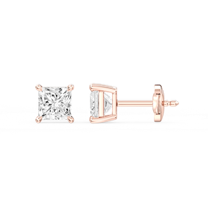 Princess Certified Lab Grown Diamond Claw Prong Guardian Back Stud Earrings