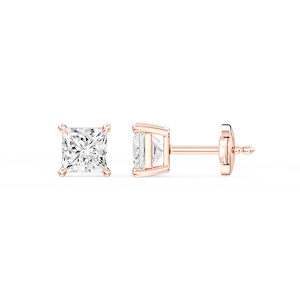 Princess Certified Lab Grown Diamond Claw Prong Guardian Back Stud Earrings