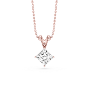 Princess Lab Grown Diamond Double Bail Pendant - 16 to 18 Inches
