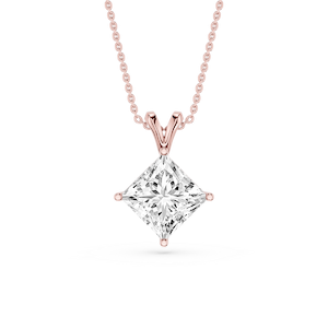 Princess Lab Grown Diamond Double Bail Pendant - 16 to 18 Inches