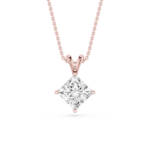 Princess Lab Grown Diamond Double Bail Pendant - 16 to 18 Inches