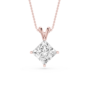 Princess Lab Grown Diamond Double Bail Pendant - 16 to 18 Inches