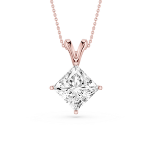 Princess Lab Grown Diamond Double Bail Pendant - 16 to 18 Inches