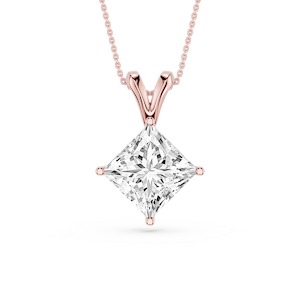 Princess Lab Grown Diamond Double Bail Pendant - 16 to 18 Inches