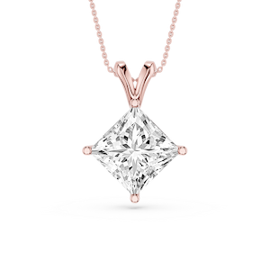 Princess Lab Grown Diamond Double Bail Pendant - 16 to 18 Inches