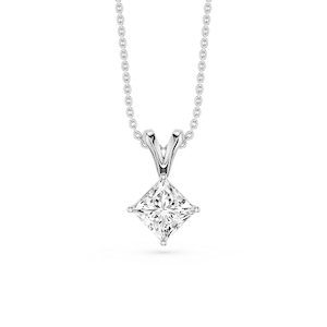 Princess Lab Grown Diamond Double Bail Pendant - 16 to 18 Inches