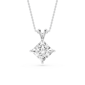 Princess Lab Grown Diamond Double Bail Pendant - 16 to 18 Inches