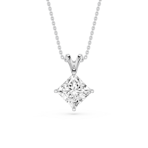 Princess Lab Grown Diamond Double Bail Pendant - 16 to 18 Inches