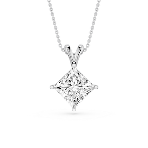Princess Lab Grown Diamond Double Bail Pendant - 16 to 18 Inches