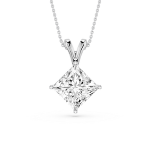 Princess Lab Grown Diamond Double Bail Pendant - 16 to 18 Inches
