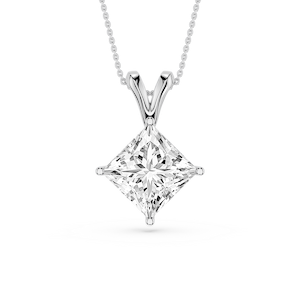Princess Lab Grown Diamond Double Bail Pendant - 16 to 18 Inches