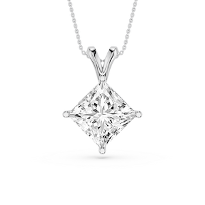 Princess Lab Grown Diamond Double Bail Pendant - 16 to 18 Inches