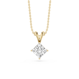 Princess Lab Grown Diamond Double Bail Pendant - 16 to 18 Inches