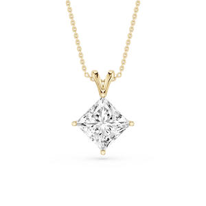 Princess Lab Grown Diamond Double Bail Pendant - 16 to 18 Inches