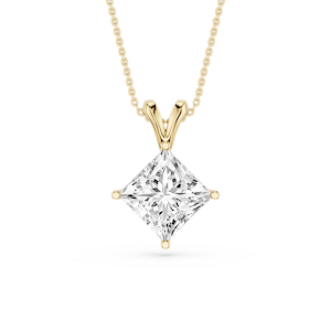 Princess Lab Grown Diamond Double Bail Pendant - 16 to 18 Inches