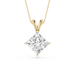 Princess Lab Grown Diamond Double Bail Pendant - 16 to 18 Inches