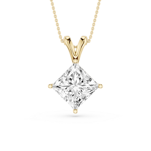 Princess Lab Grown Diamond Double Bail Pendant - 16 to 18 Inches