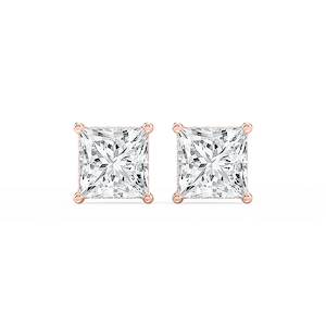 Princess Lab Grown Diamond Hidden Halo Stud Earrings
