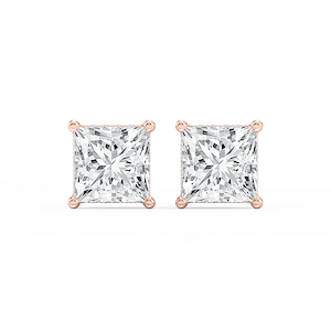 Princess Lab Grown Diamond Hidden Halo Stud Earrings
