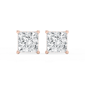 Princess Lab Grown Diamond Hidden Halo Stud Earrings