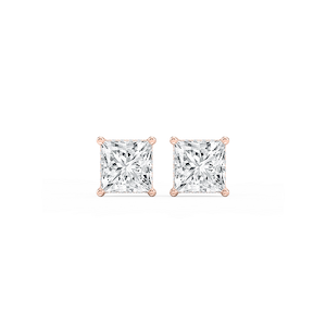 Princess Lab Grown Diamond Hidden Halo Stud Earrings