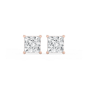Princess Lab Grown Diamond Hidden Halo Stud Earrings
