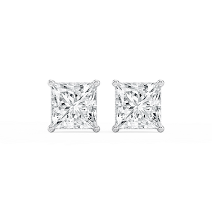 Princess Lab Grown Diamond Hidden Halo Stud Earrings