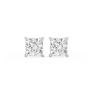 Princess Lab Grown Diamond Hidden Halo Stud Earrings