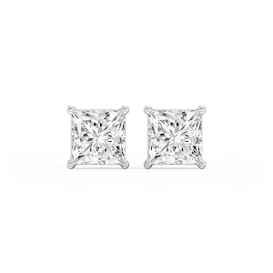 Princess Lab Grown Diamond Hidden Halo Stud Earrings