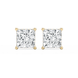 Princess Lab Grown Diamond Hidden Halo Stud Earrings