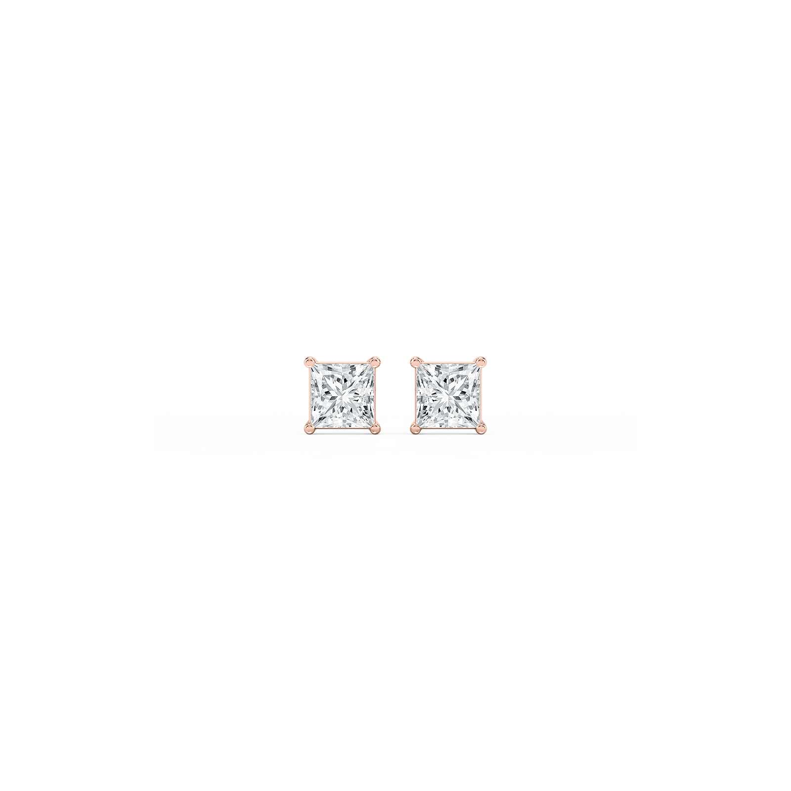 Princess Certified Lab Grown Diamond Classic Four Prong Basket Threaded Stud Earrings