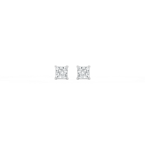 Princess Lab Grown Diamond Classic Four Prong Threaded Back Stud Earrings