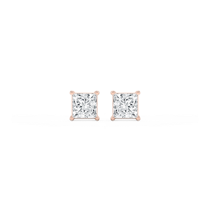 Princess Lab Grown Diamond Classic Four Prong Threaded Back Stud Earrings