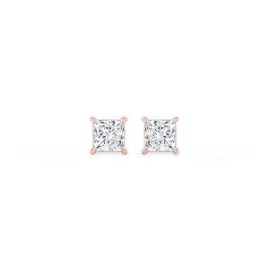Princess Lab Grown Diamond Classic Four Prong Threaded Back Stud Earrings