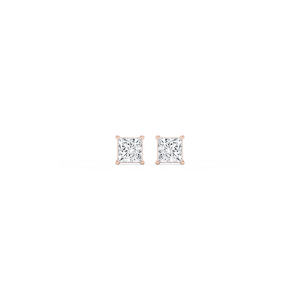 Princess Lab Grown Diamond Classic Four Prong Threaded Back Stud Earrings