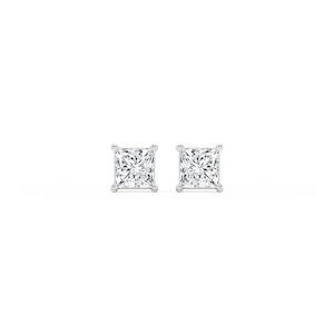 Princess Lab Grown Diamond Classic Four Prong Threaded Back Stud Earrings
