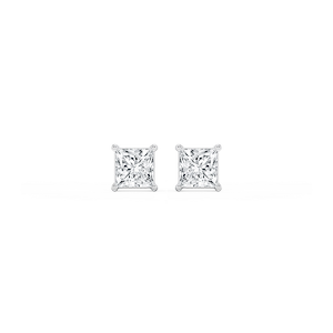 Princess Lab Grown Diamond Classic Four Prong Threaded Back Stud Earrings