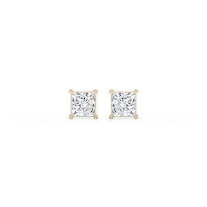 Princess Lab Grown Diamond Classic Four Prong Threaded Back Stud Earrings