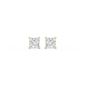 Princess Lab Grown Diamond Classic Four Prong Threaded Back Stud Earrings