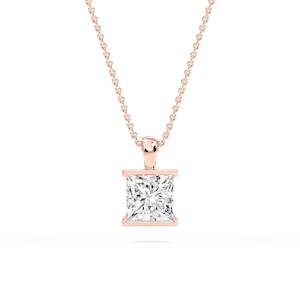 Princess Lab Grown Diamond Half Bezel Solitaire Pendant