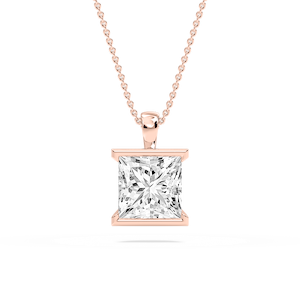 Princess Lab Grown Diamond Half Bezel Solitaire Pendant