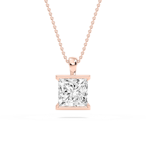 Princess Lab Grown Diamond Half Bezel Solitaire Pendant