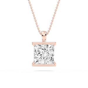 Princess Lab Grown Diamond Half Bezel Solitaire Pendant