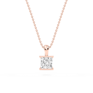 Princess Lab Grown Diamond Half Bezel Solitaire Pendant