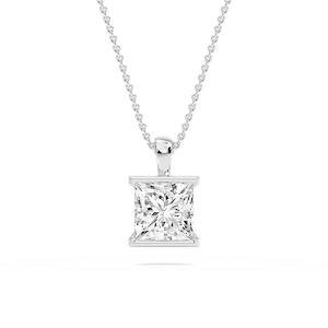 Princess Lab Grown Diamond Half Bezel Solitaire Pendant