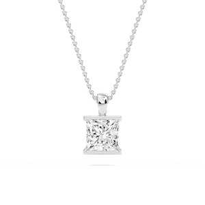 Princess Lab Grown Diamond Half Bezel Solitaire Pendant