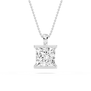 Princess Lab Grown Diamond Half Bezel Solitaire Pendant
